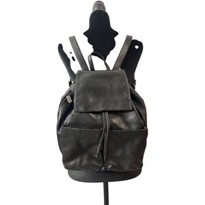 Vintage Perlina NY‎ Black Buttery Soft Leather Drawstring Backpack